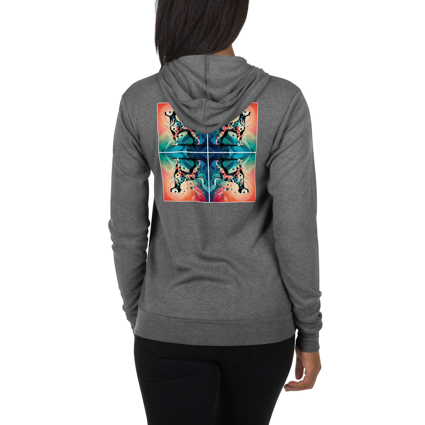 Vibrant Canine Mosaic - Lightweight Zip Hoodie