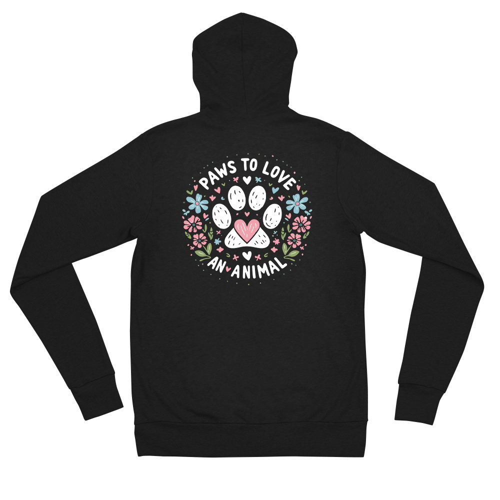 Floral Pawprints - Paws to Love - Lightweight Zip Hoodie