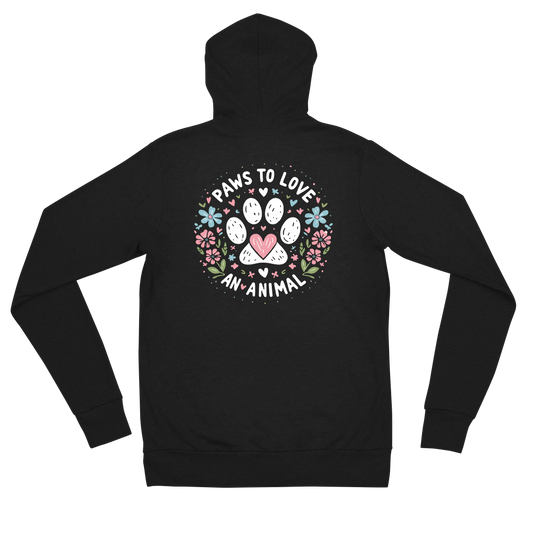 Floral Pawprints - Paws to Love - Lightweight Zip Hoodie