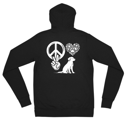 Harmony Unleashed - Peace-Love-Dog - Lightweight Zip Hoodie