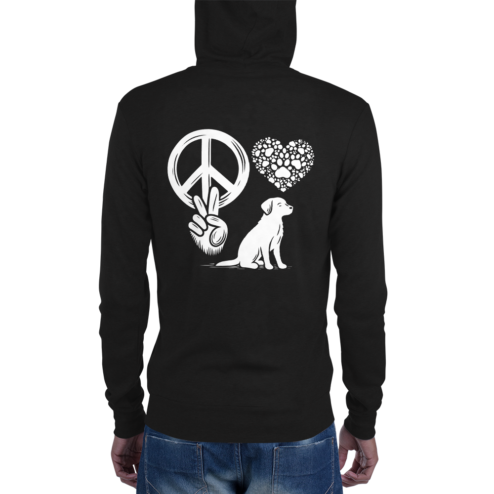 Harmony Unleashed - Peace-Love-Dog - Lightweight Zip Hoodie