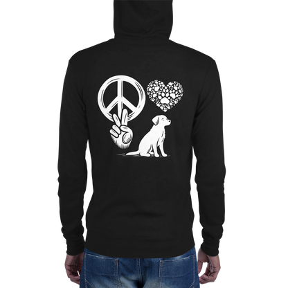 Harmony Unleashed - Peace-Love-Dog - Lightweight Zip Hoodie