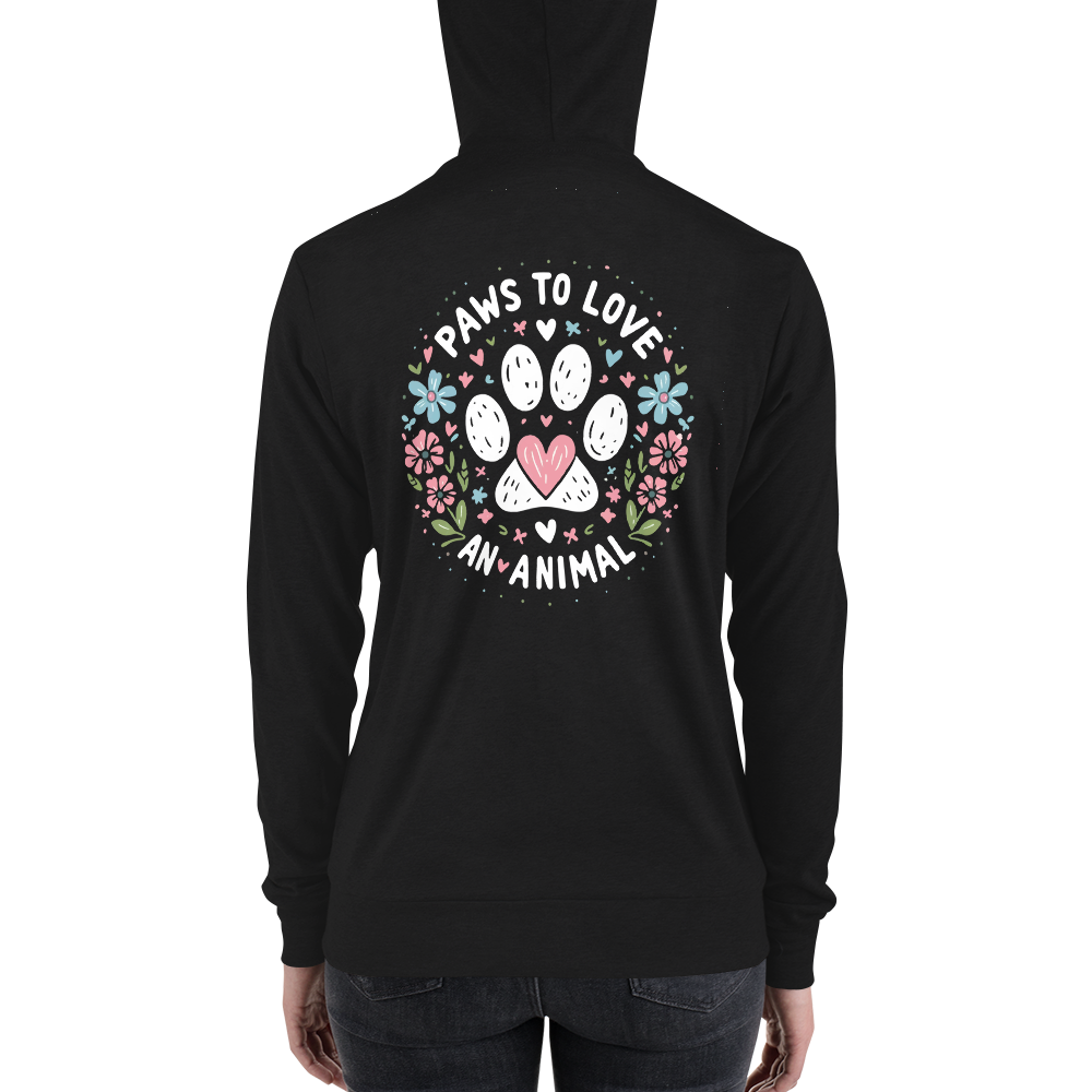 Floral Pawprints - Paws to Love - Lightweight Zip Hoodie