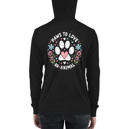 Floral Pawprints - Paws to Love - Lightweight Zip Hoodie