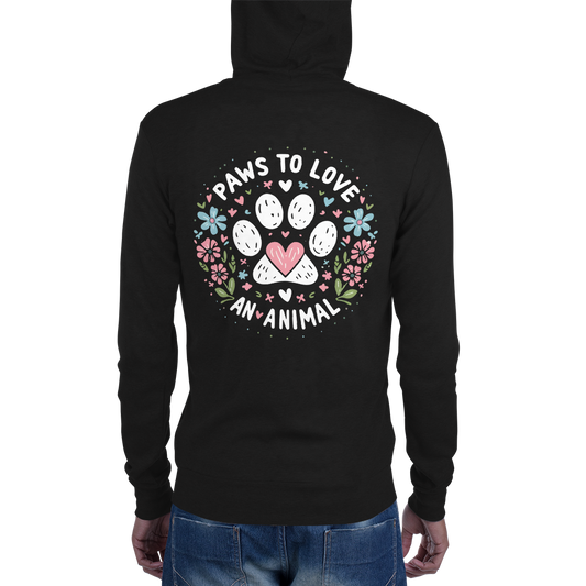 Floral Pawprints - Paws to Love - Lightweight Zip Hoodie