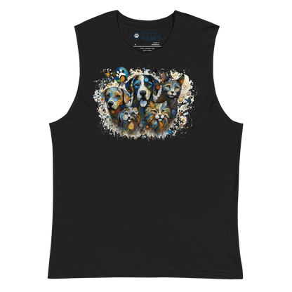 Paws in Colorful Conversation - Pollock - Unisex Muscle Tee