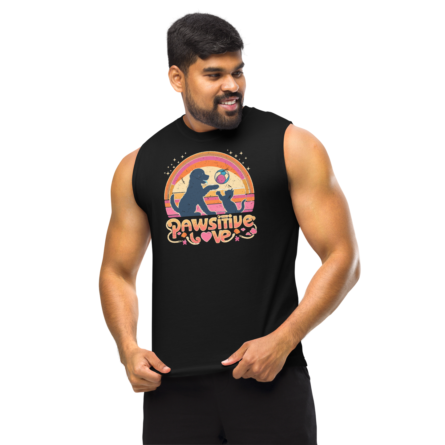 Rainbow Rendezvous - Pawsitive Love - Unisex Muscle Tee