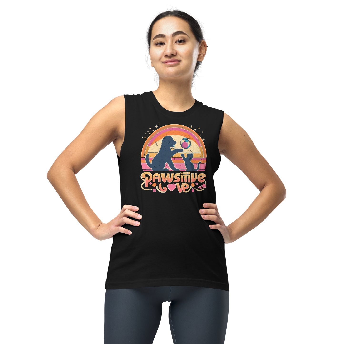 Rainbow Rendezvous - Pawsitive Love - Unisex Muscle Tee