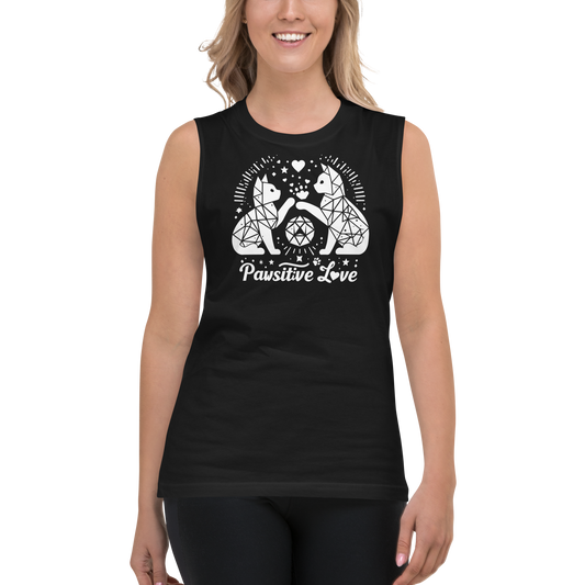 Geometric Whiskerplay - Pawsitive Love - Unisex Muscle Tee