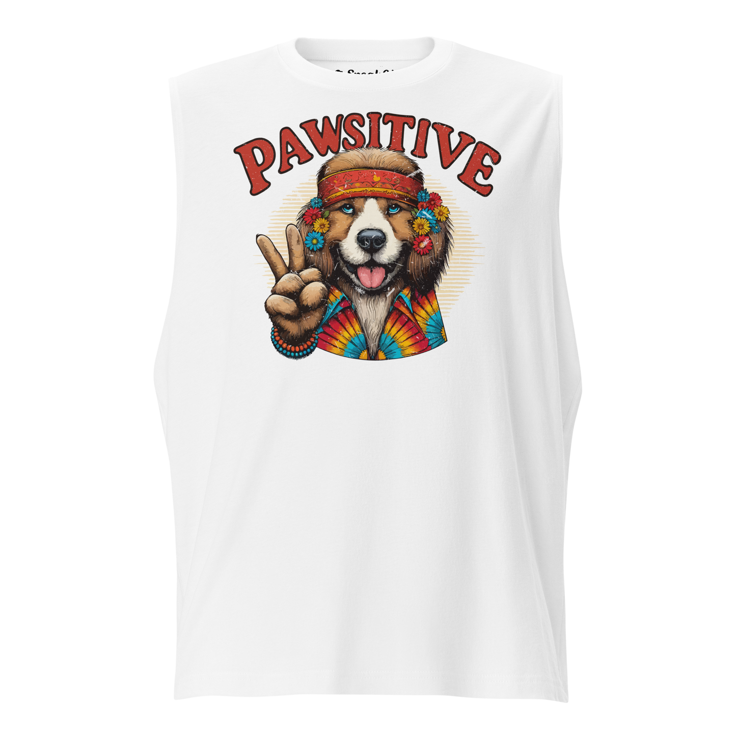 Groovy Canine Vibes - Pawsitive Peace - Unisex Muscle Tee