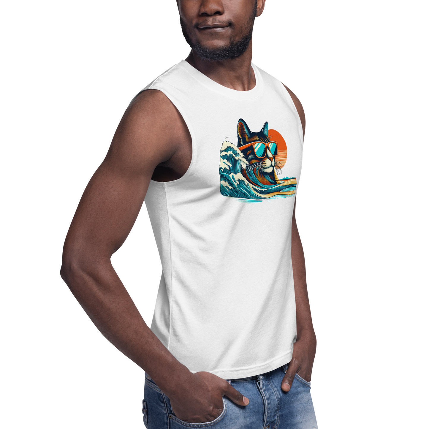 Feline Surf - Cool Cat - Men’s Muscle Tee