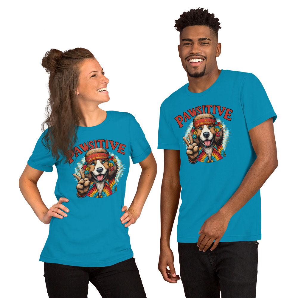 Groovy Canine Vibes - Pawsitive Peace - Unisex Tee