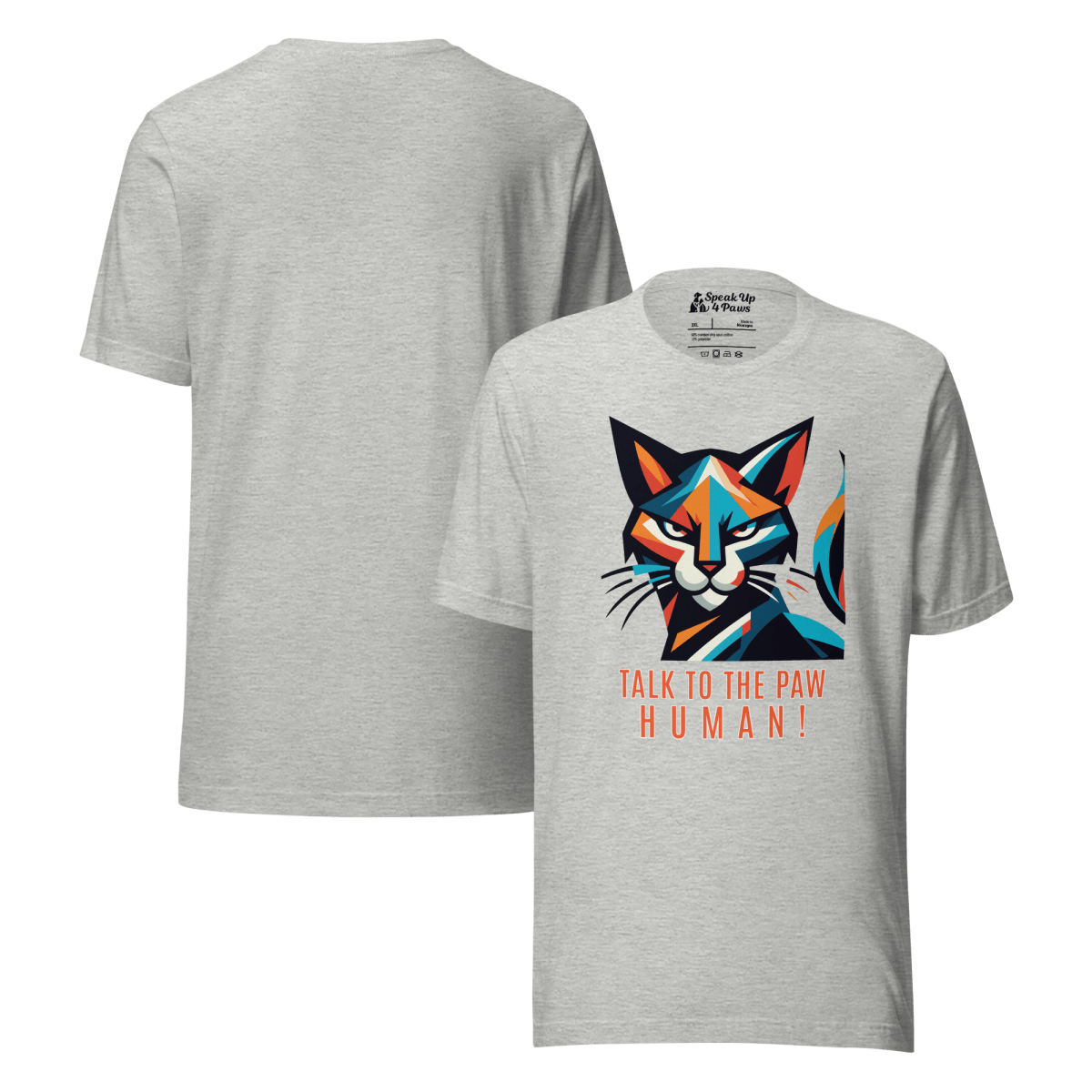 Defiant Feline - Everyday Plus Tee | COLORS: White, Red, Athletic Heather - Unisex Staple Tee - Speak Up 4 Paws