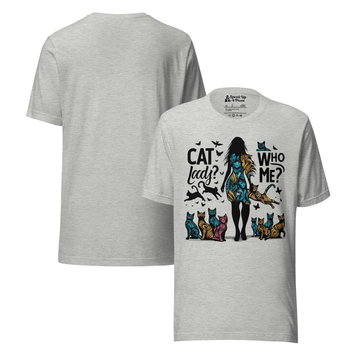 Feline Reverie - Everyday Plus Tee | COLORS: White, Red, Athletic Heather - Unisex Staple Tee - Speak Up 4 Paws