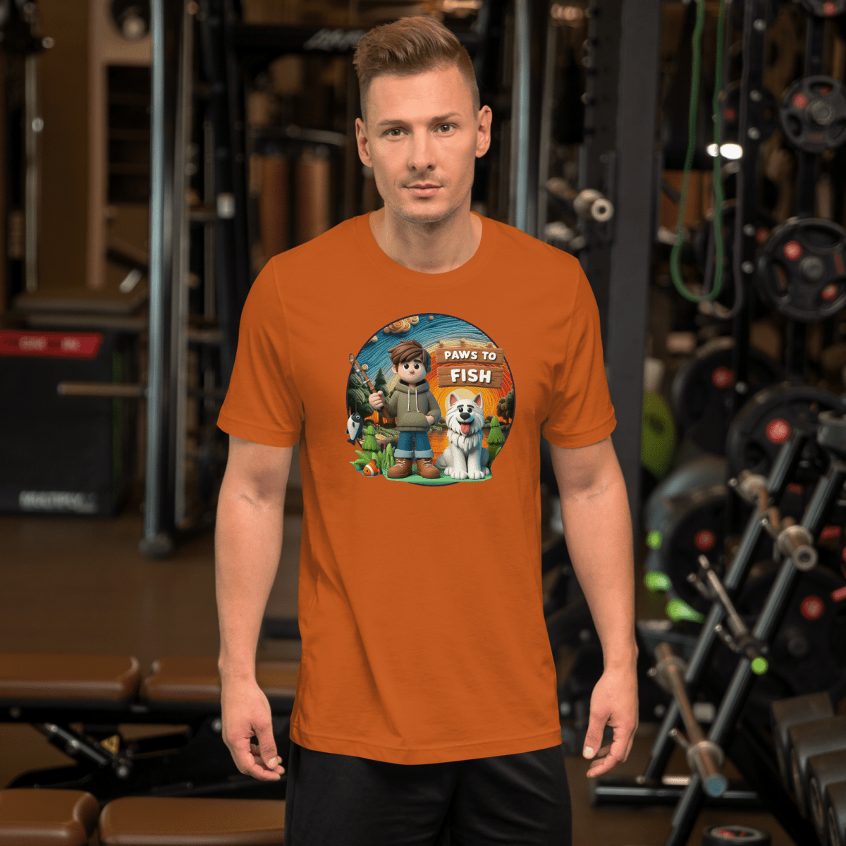 Paws to Fish - Everyday Tee | COLORS: Heather Grass Green, Autumn, Pebble, Steel Blue - Unisex Staple Tee - Speak Up 4 Paws