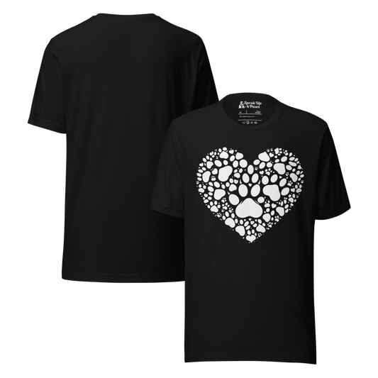Heartfelt Paws - Everyday Plus Tee | COLORS: Black, Navy, Red, Dark Grey Heather - Unisex Staple Tee - Speak Up 4 Paws