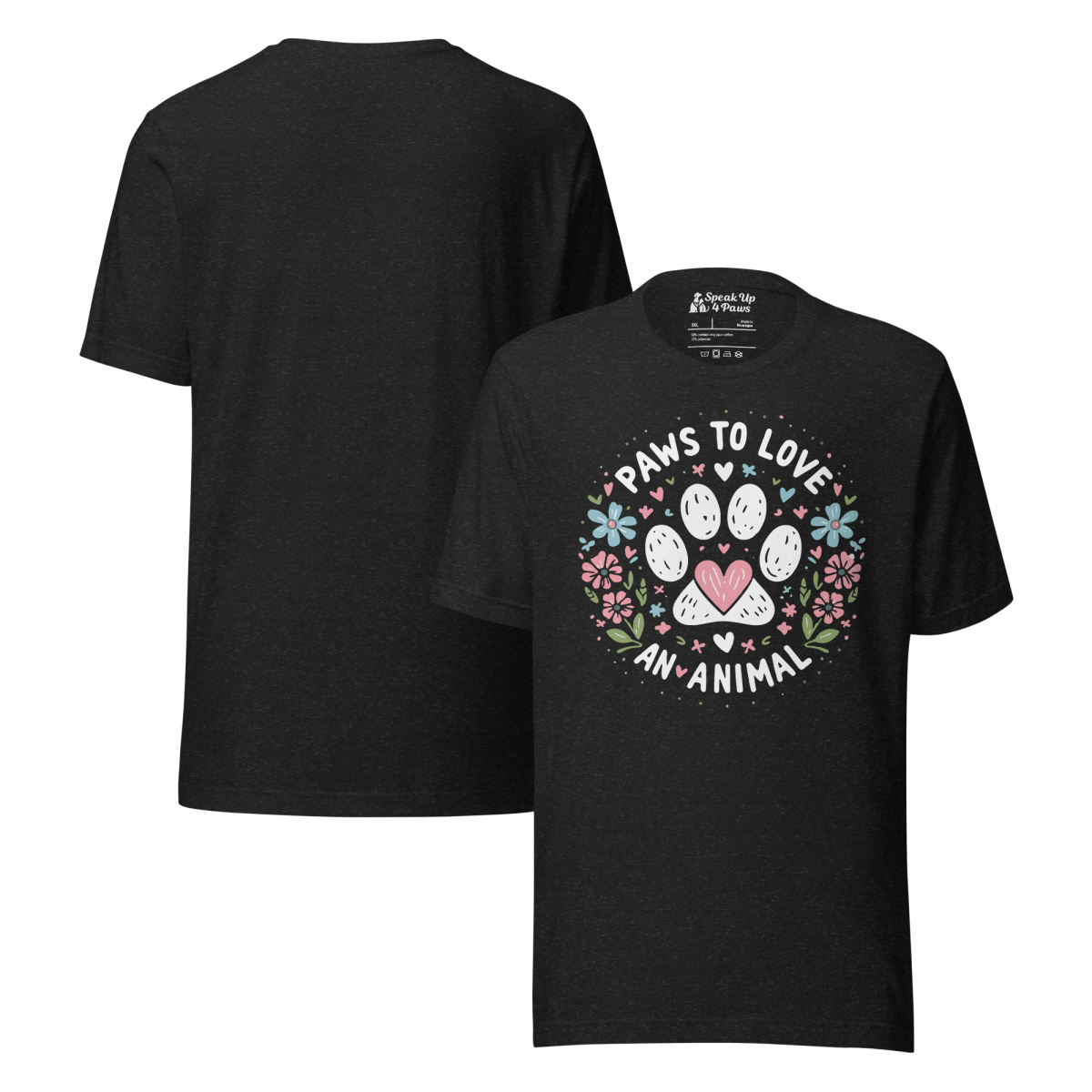Circle of Pawsitivity - Everyday Plus Tee | COLORS: Black Heather, Navy, Red, Dark Grey Heather - Unisex Staple Tee - Speak Up 4 Paws
