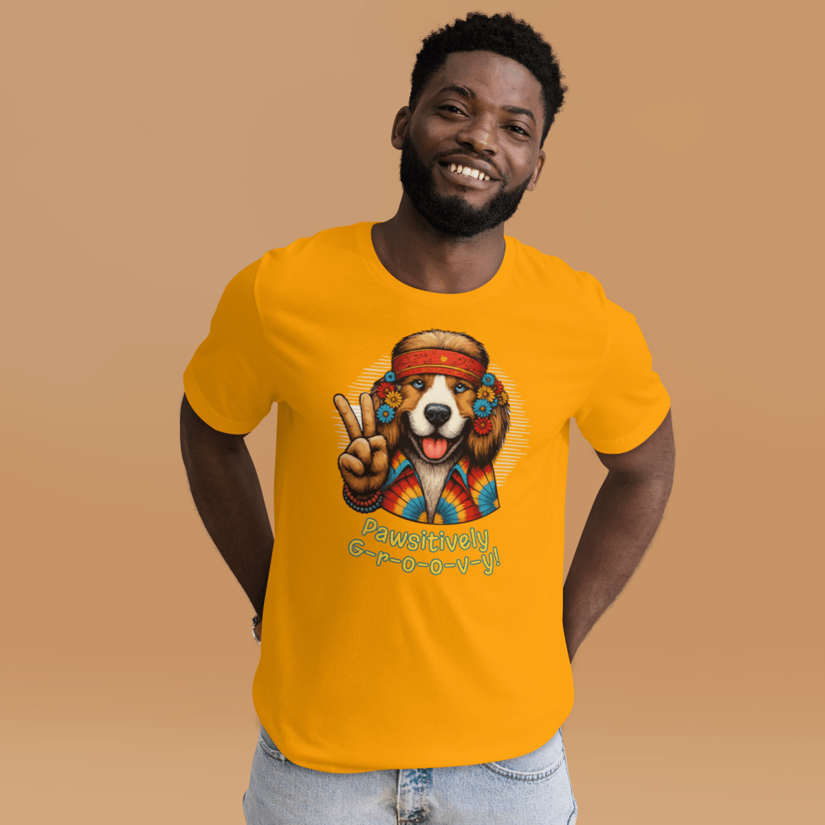 Groovy Canine - Everyday Tee - "Pawsitively Groovy" - Unisex Staple Tee - Speak Up 4 Paws