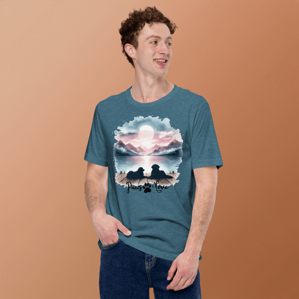 Sunset Buddies Everyday Tee | COLORS: Heather Mauve, Heather Slate, Heather Deep Teal, Heather Orchid - Unisex Staple Tee - Speak Up 4 Paws