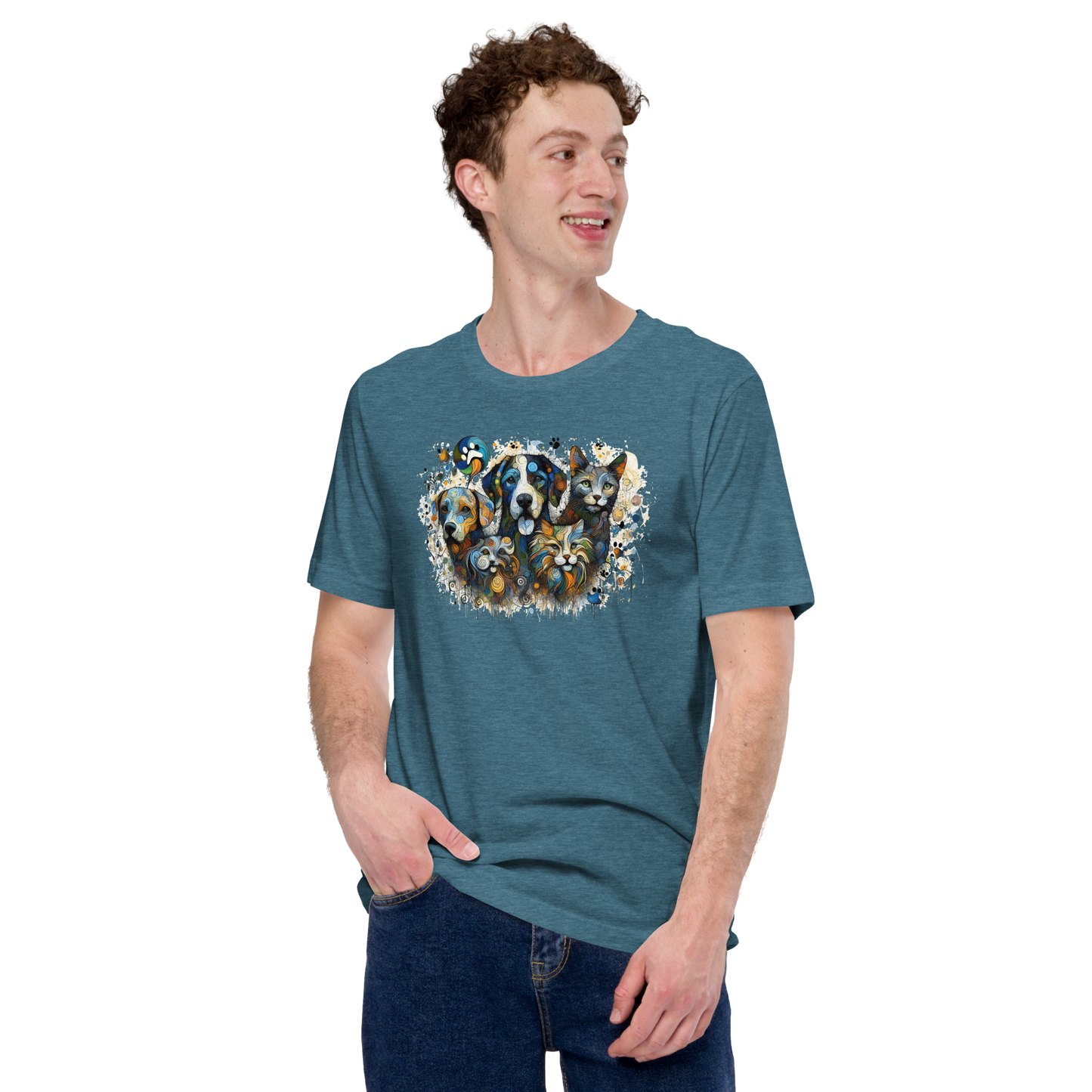 Paws in Colorful Conversation - Pollock - Unisex Tee