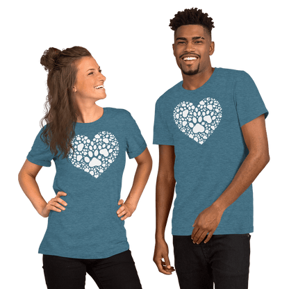 Heartfelt Paws - Everyday Tee | COLORS: Navy, Heather Raspberry, Heather Deep Teal - Unisex Staple Tee - Speak Up 4 Paws