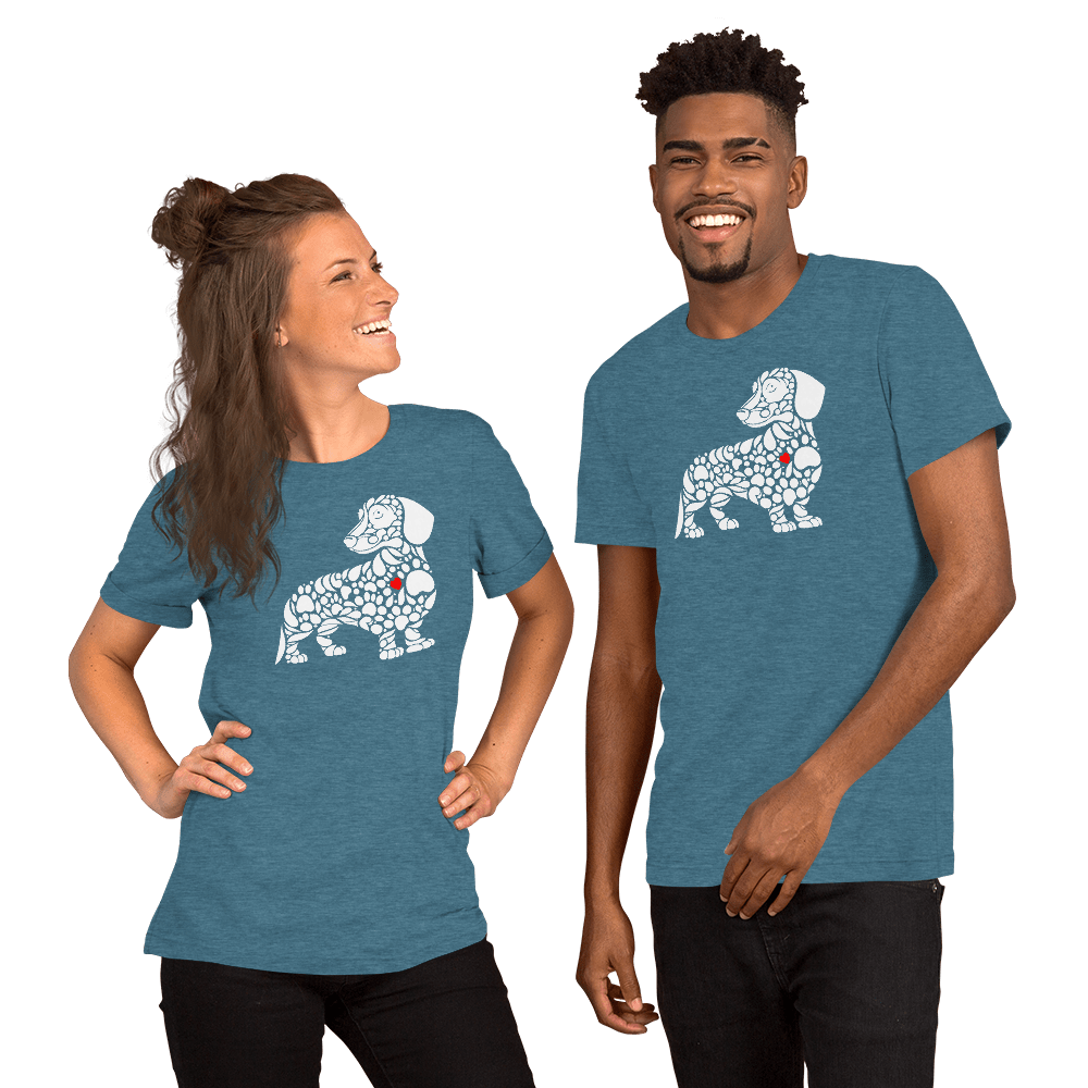Pawfect Doxie - Everyday Tee | COLORS: Heather Deep Teal, Heather Slate, Heather Raspberry, Navy - Unisex Staple Tee - Speak Up 4 Paws