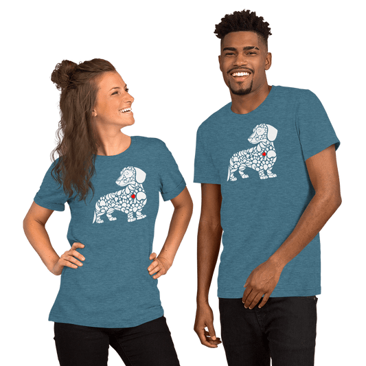 Pawfect Doxie - Everyday Tee | COLORS: Heather Deep Teal, Heather Slate, Heather Raspberry, Navy - Unisex Staple Tee - Speak Up 4 Paws