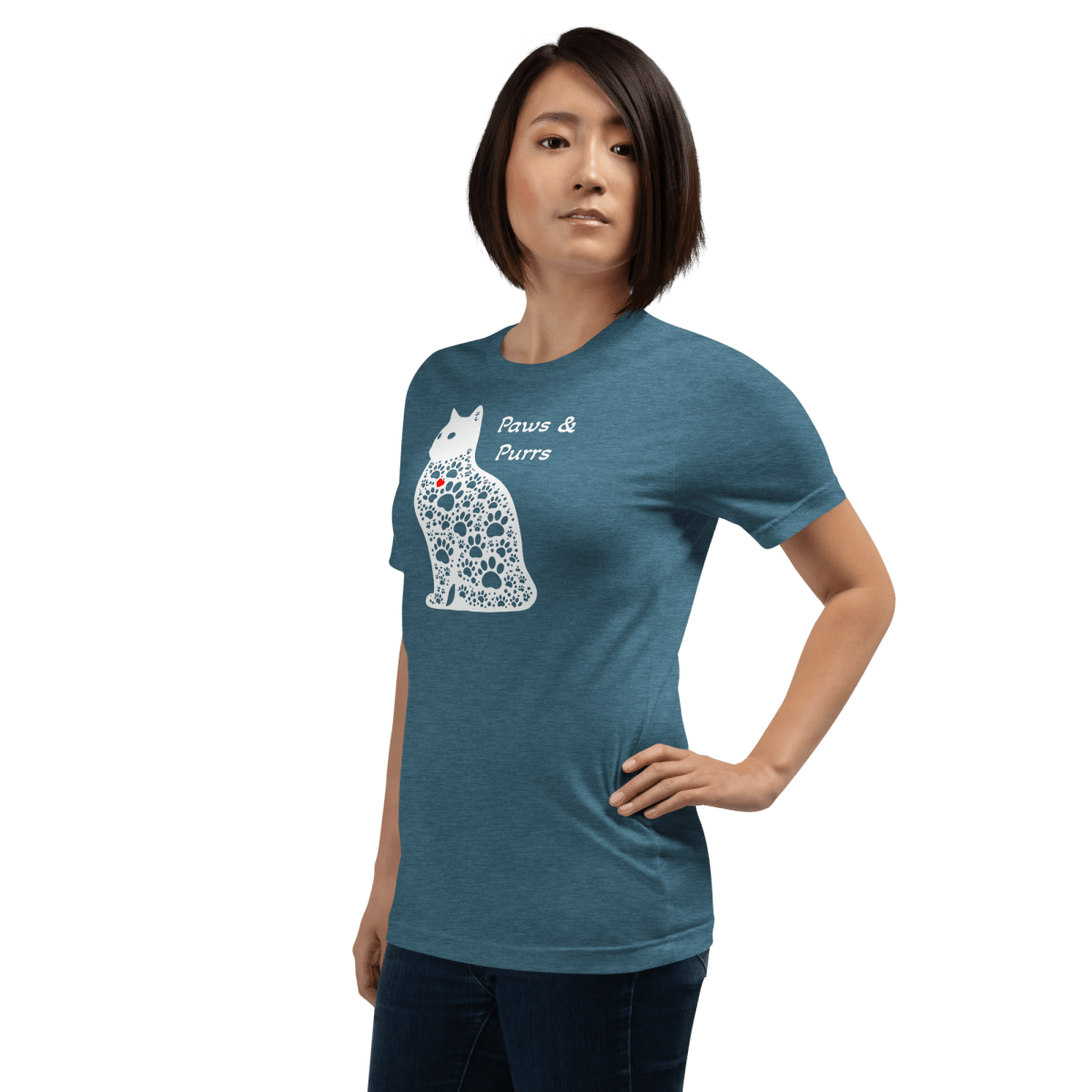 Paws and Purrs - Everyday Tee | COLORS: Heather Raspberry, Navy, Heather Deep Teal, Heather Slate - Unisex Staple Tee - Speak Up 4 Paws