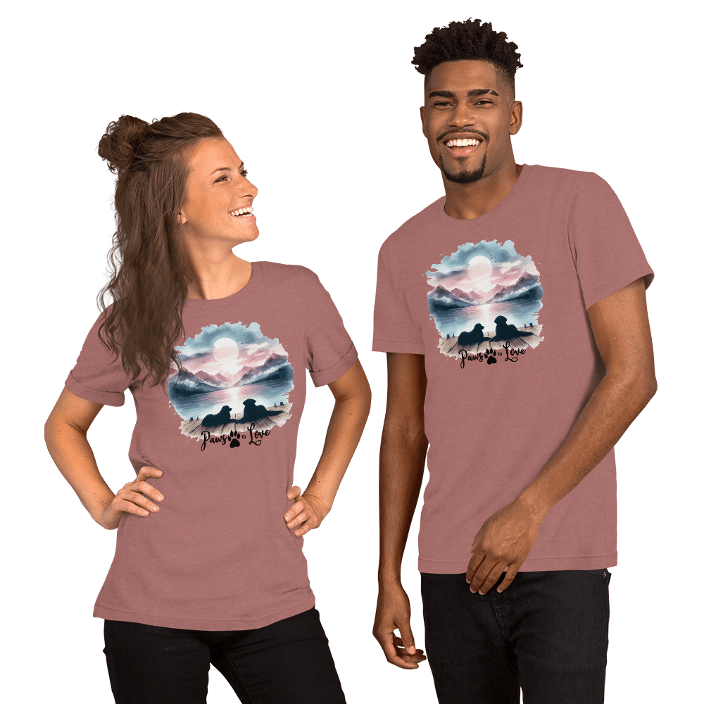 Sunset Buddies Everyday Tee | COLORS: Heather Mauve, Heather Slate, Heather Deep Teal, Heather Orchid - Unisex Staple Tee - Speak Up 4 Paws