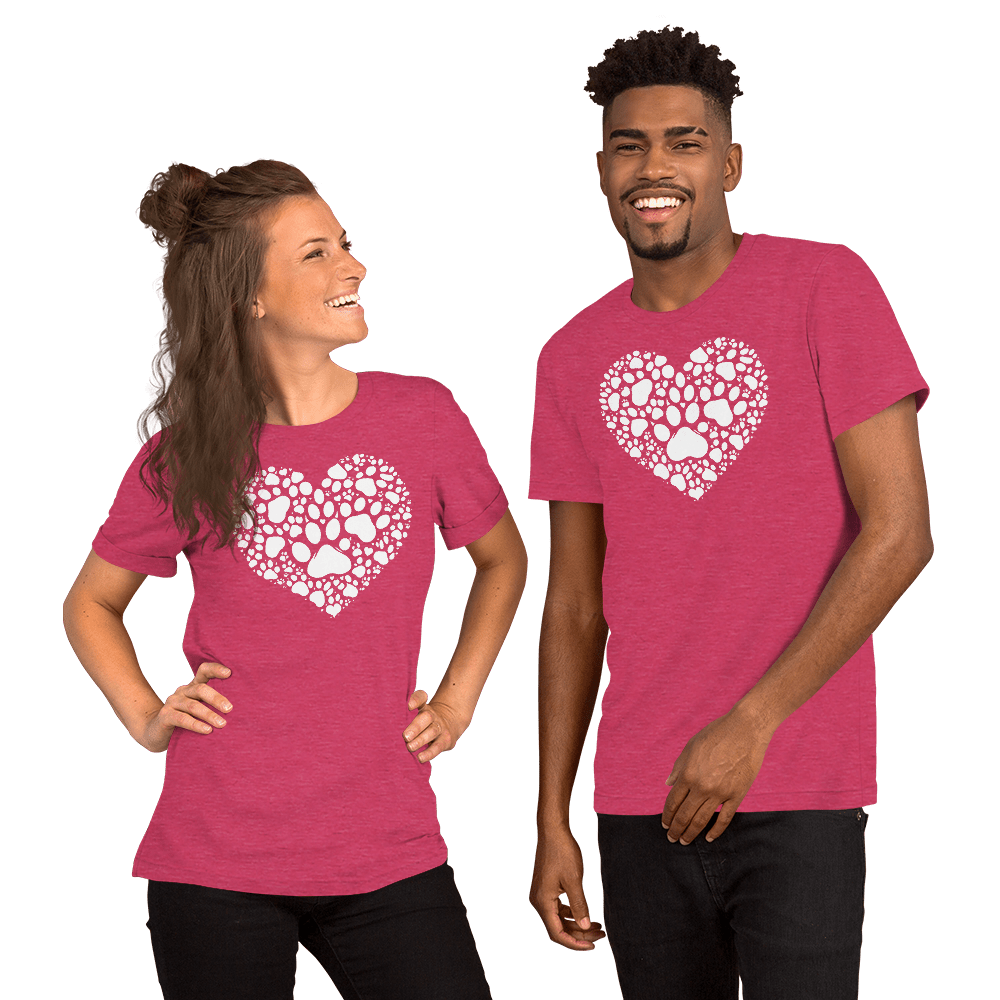 Heartfelt Paws - Everyday Tee | COLORS: Navy, Heather Raspberry, Heather Deep Teal - Unisex Staple Tee - Speak Up 4 Paws