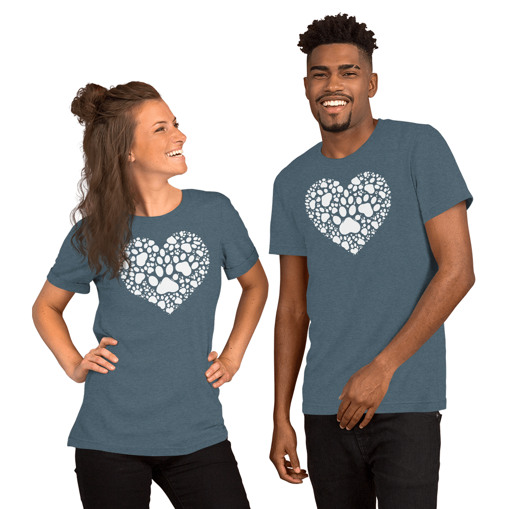 Heartfelt Paws - Everyday Tee | COLORS: Navy, Heather Raspberry, Heather Deep Teal - Unisex Staple Tee - Speak Up 4 Paws