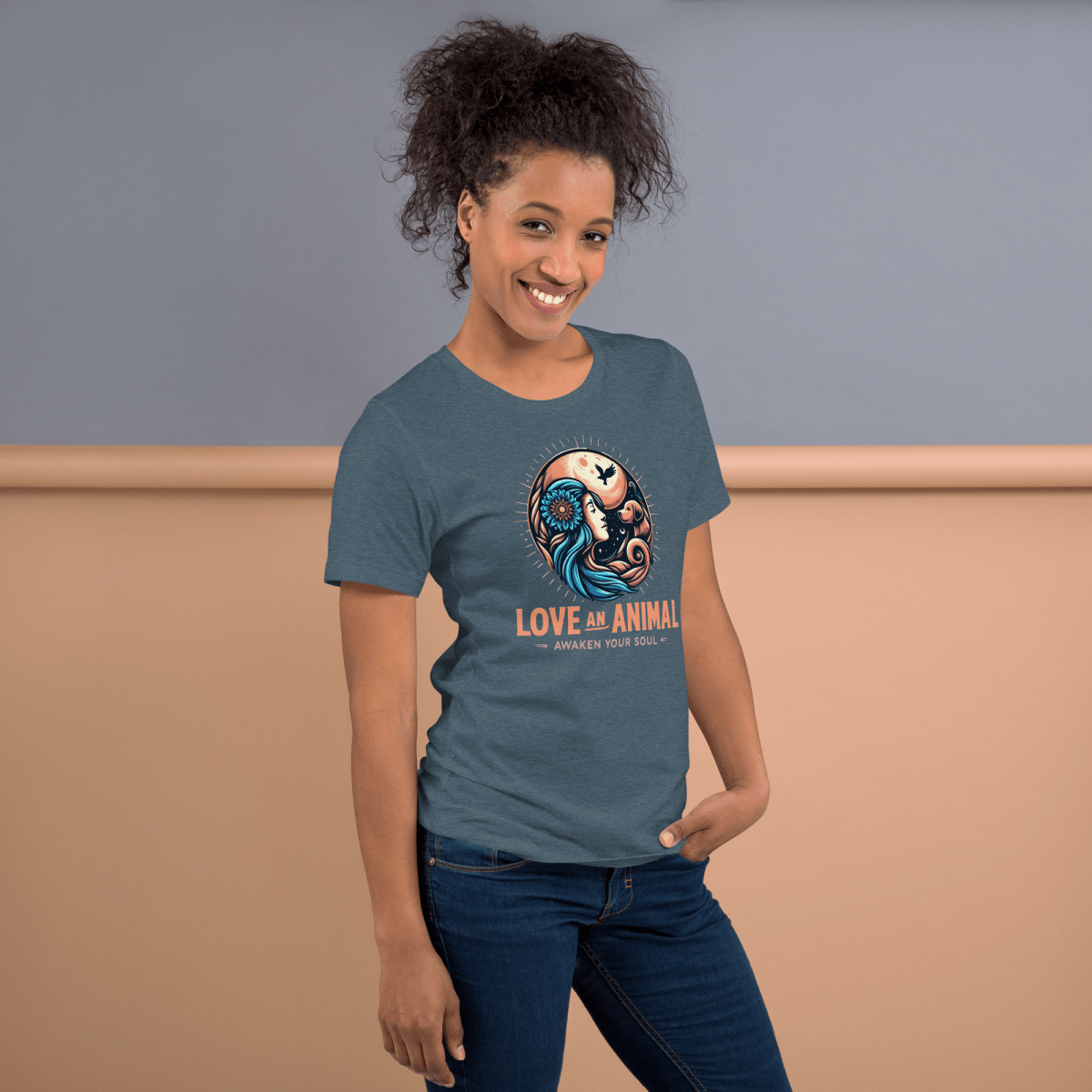 Lunar Serenade - Everyday Tee | COLORS: Heather Raspberry, Heather Clay, Heather Slate, Aqua - Unisex Staple Tee - Speak Up 4 Paws