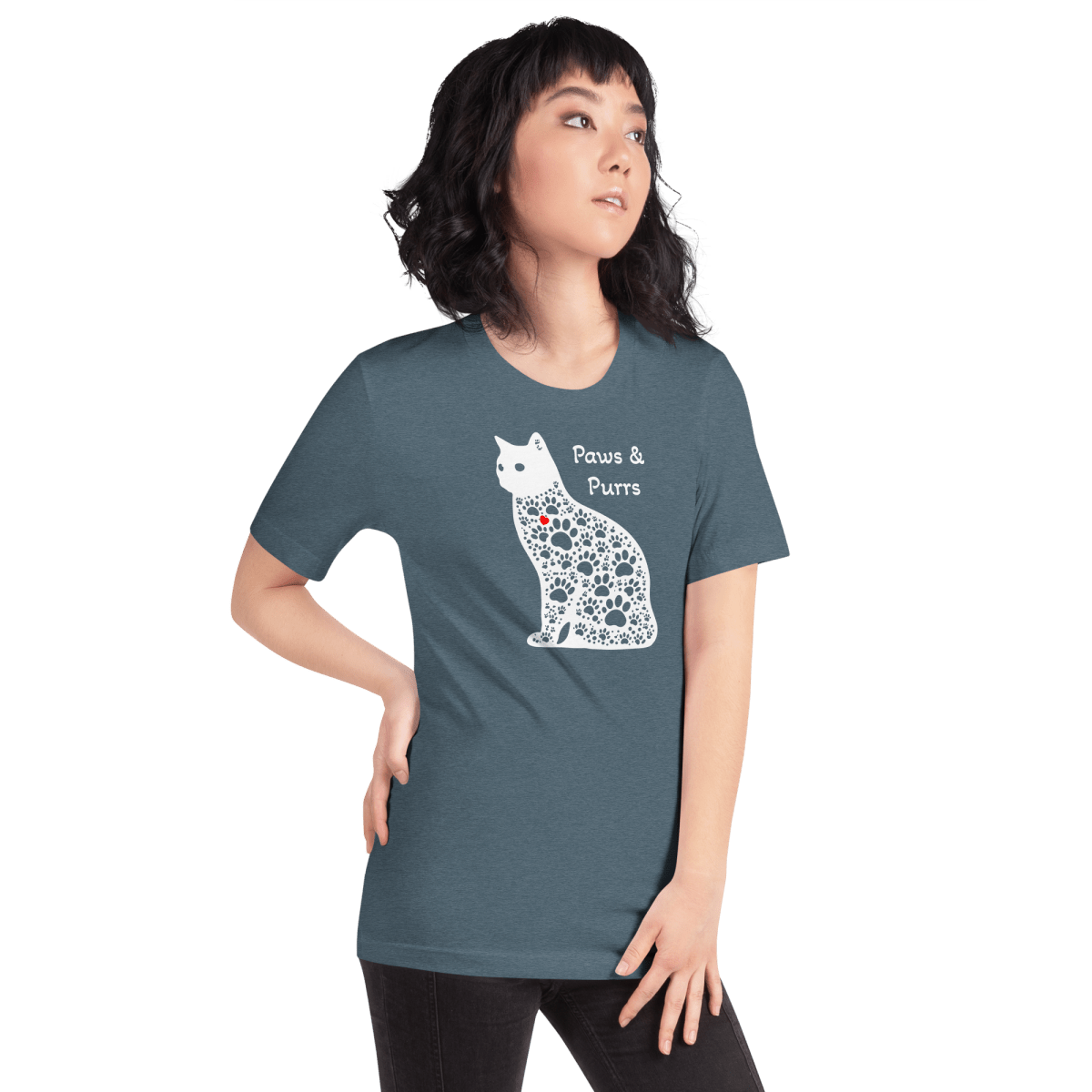 Paws and Purrs - Everyday Tee | COLORS: Heather Raspberry, Navy, Heather Deep Teal, Heather Slate - Unisex Staple Tee - Speak Up 4 Paws