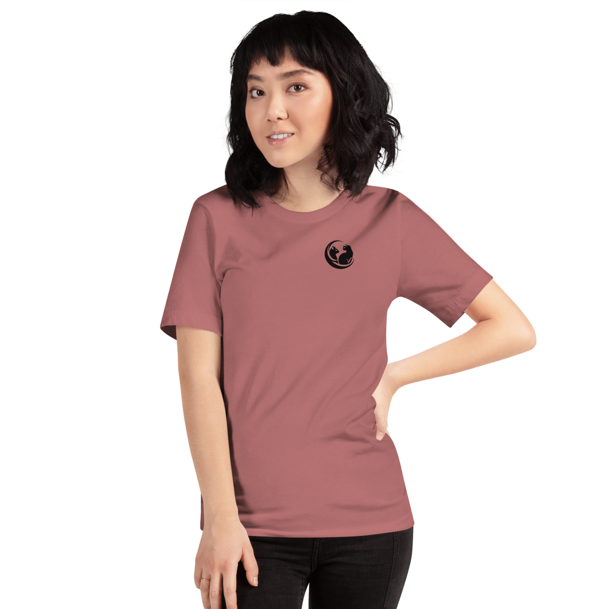 Whiskered Harmony - Everyday Tee | COLORS: Heather Deep Teal, Heather Slate, Mauve, Pink - Unisex Staple Tee - Speak Up 4 Paws