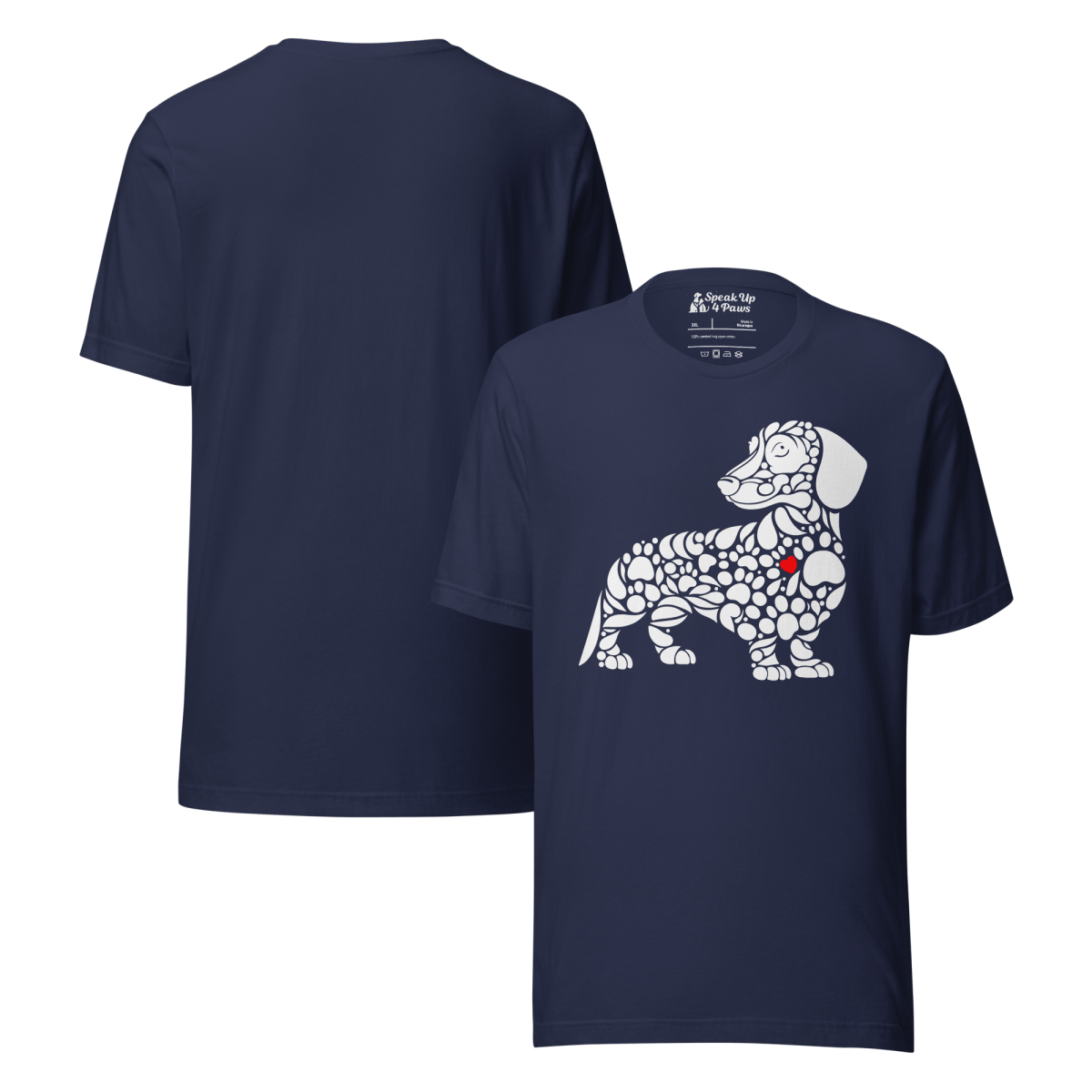 Pawfect Doxie - Everyday Plus Tee | COLORS: Navy, Black, Red, Dark Grey Heather - Unisex Staple Tee - Speak Up 4 Paws