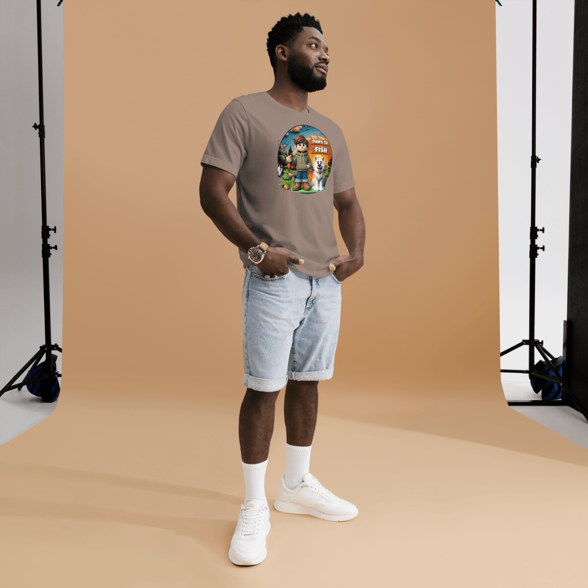 Paws to Fish - Everyday Tee | COLORS: Heather Grass Green, Autumn, Pebble, Steel Blue - Unisex Staple Tee - Speak Up 4 Paws