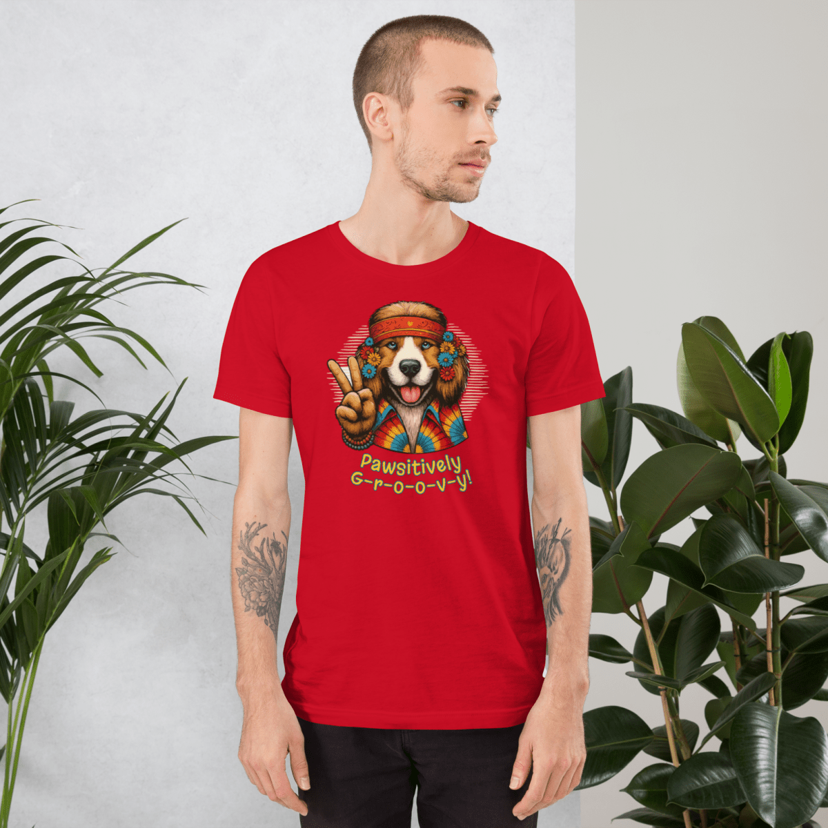 Groovy Canine - Everyday Tee - "Pawsitively Groovy" - Unisex Staple Tee - Speak Up 4 Paws