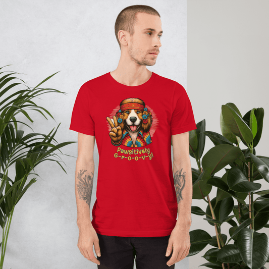 Groovy Canine - Everyday Tee - "Pawsitively Groovy" - Unisex Staple Tee - Speak Up 4 Paws