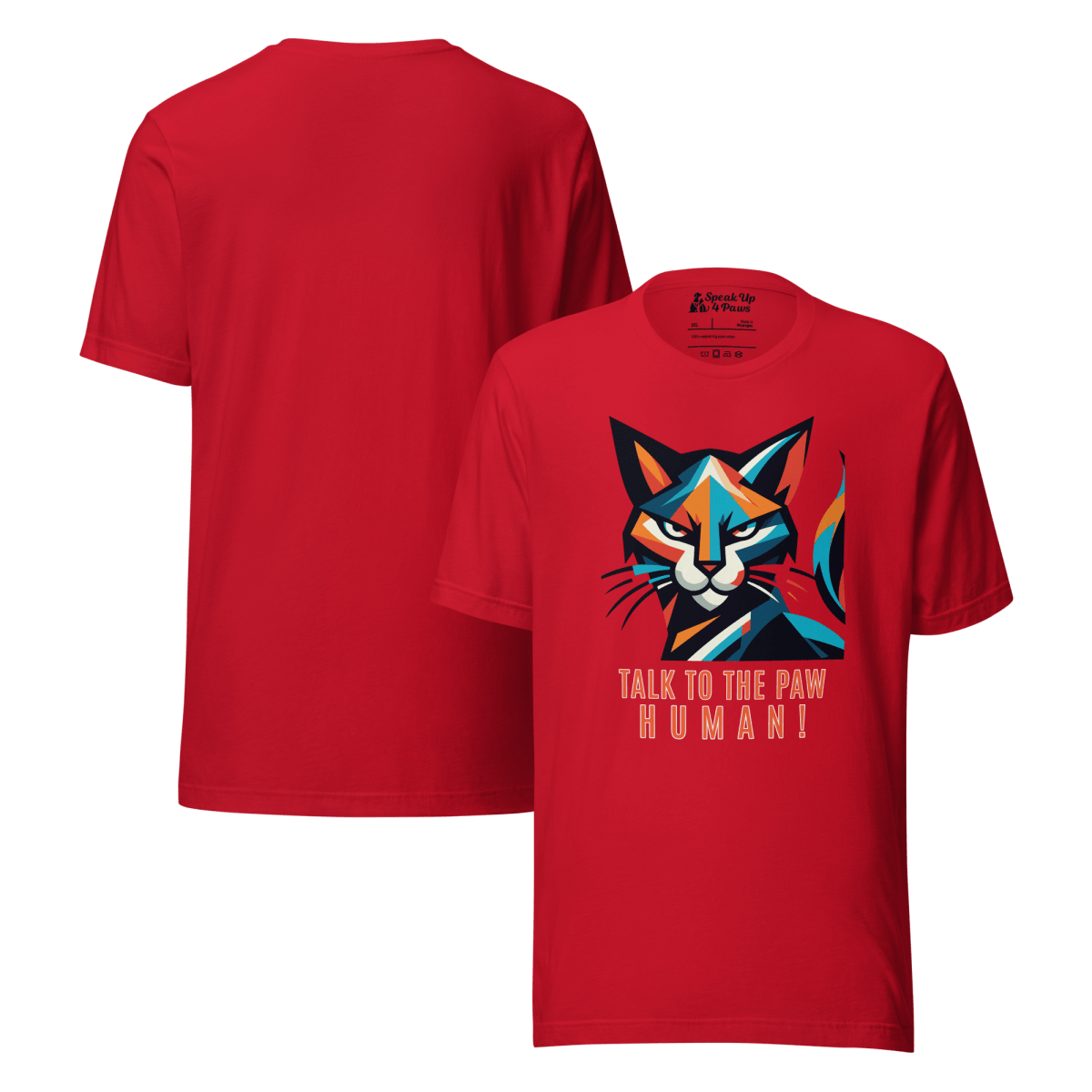 Defiant Feline - Everyday Plus Tee | COLORS: White, Red, Athletic Heather - Unisex Staple Tee - Speak Up 4 Paws