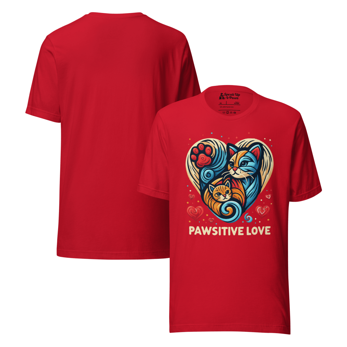 Feline Harmony - Everyday Plus Tee | COLORS: Red, Navy, Dark Grey Heather, Athletic Heather - Unisex Staple Tee - Speak Up 4 Paws