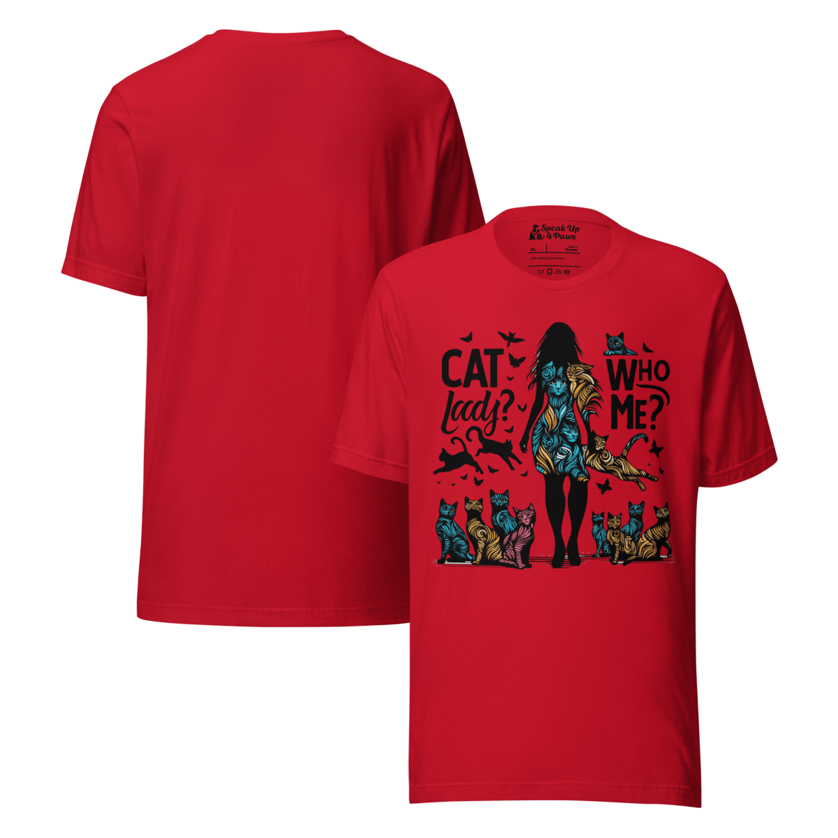 Feline Reverie - Everyday Plus Tee | COLORS: White, Red, Athletic Heather - Unisex Staple Tee - Speak Up 4 Paws