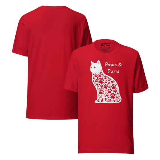 Paws and Purrs - Everyday Plus Tee | COLORS: Red, Black, Navy, Dark Grey Heather - Unisex Staple Tee - Speak Up 4 Paws