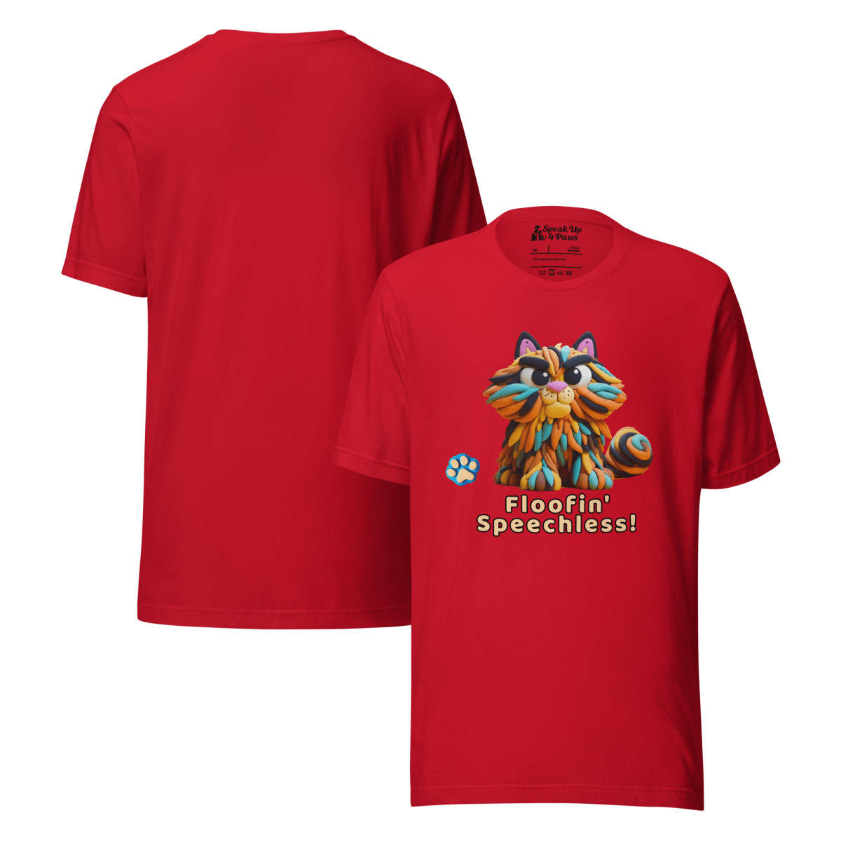 Sir Floofalot - Everyday Plus Tee - "Floofin' Speechless" | COLORS: Athletic Heather, Red, White - Unisex Staple Tee - Speak Up 4 Paws