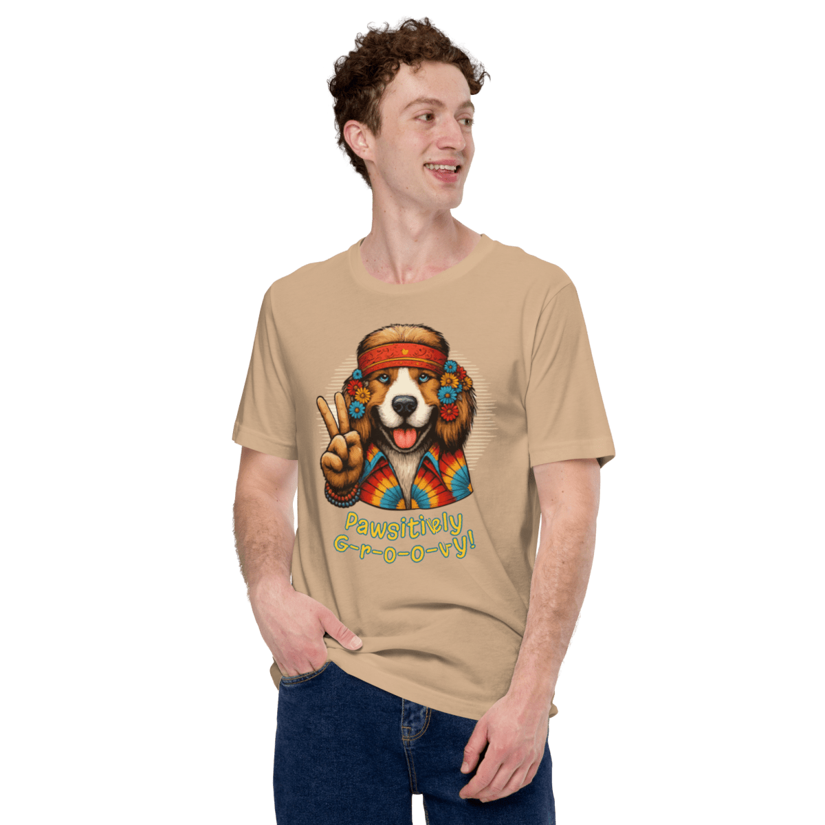 Groovy Canine - Everyday Tee - "Pawsitively Groovy" - Unisex Staple Tee - Speak Up 4 Paws