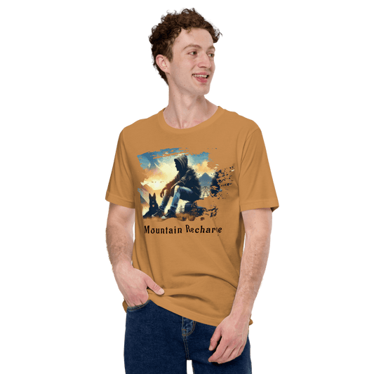 Mountain Recharge - Everyday Tee | COLORS: Toast, Heather Slate, Heather Deep Teal, Tan - Unisex Staple Tee - Speak Up 4 Paws
