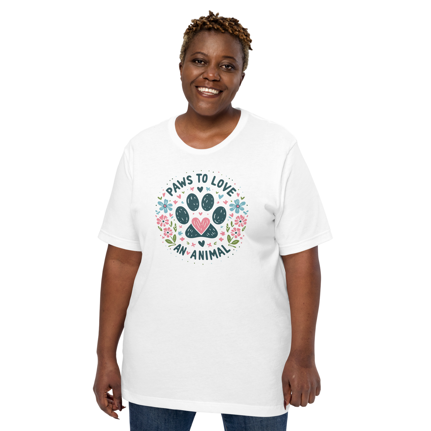 Floral Pawprints - Paws To Love - Unisex Staple Tee