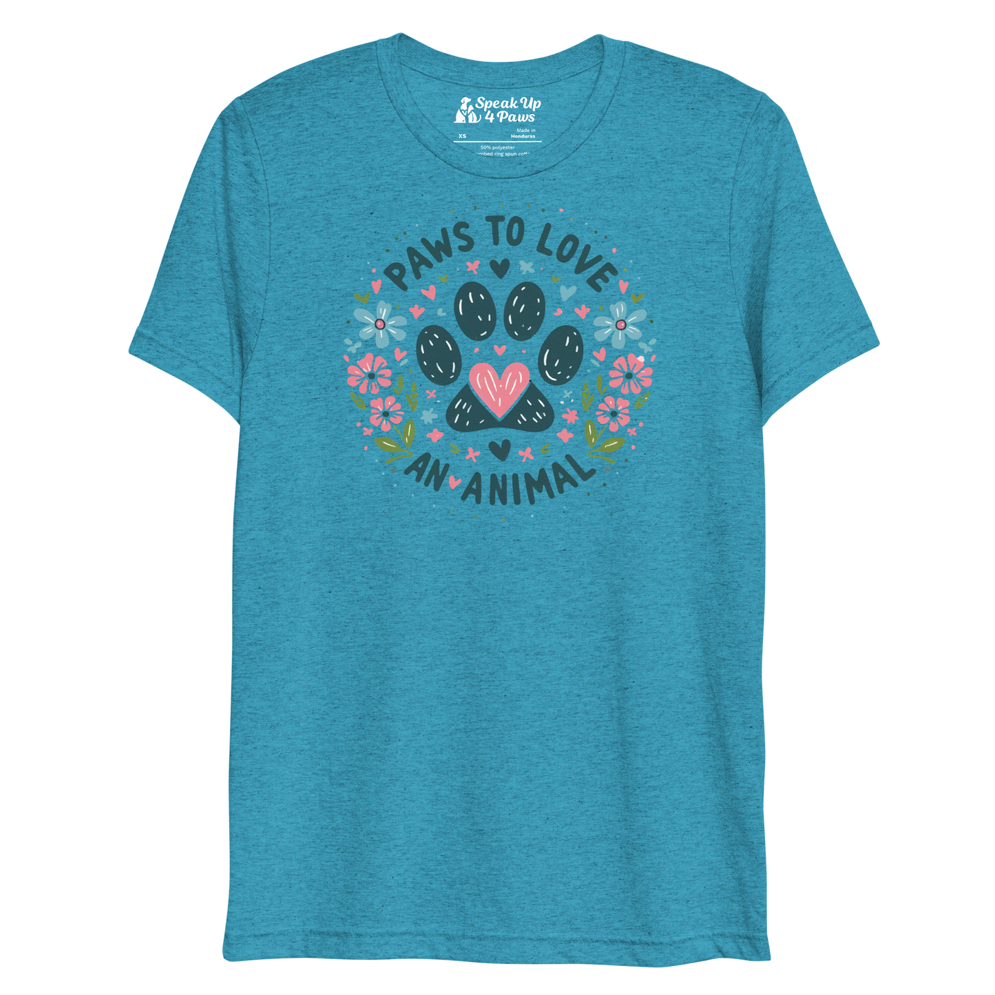 Floral Pawprints - Paws to Love - Tri-Blend Tee