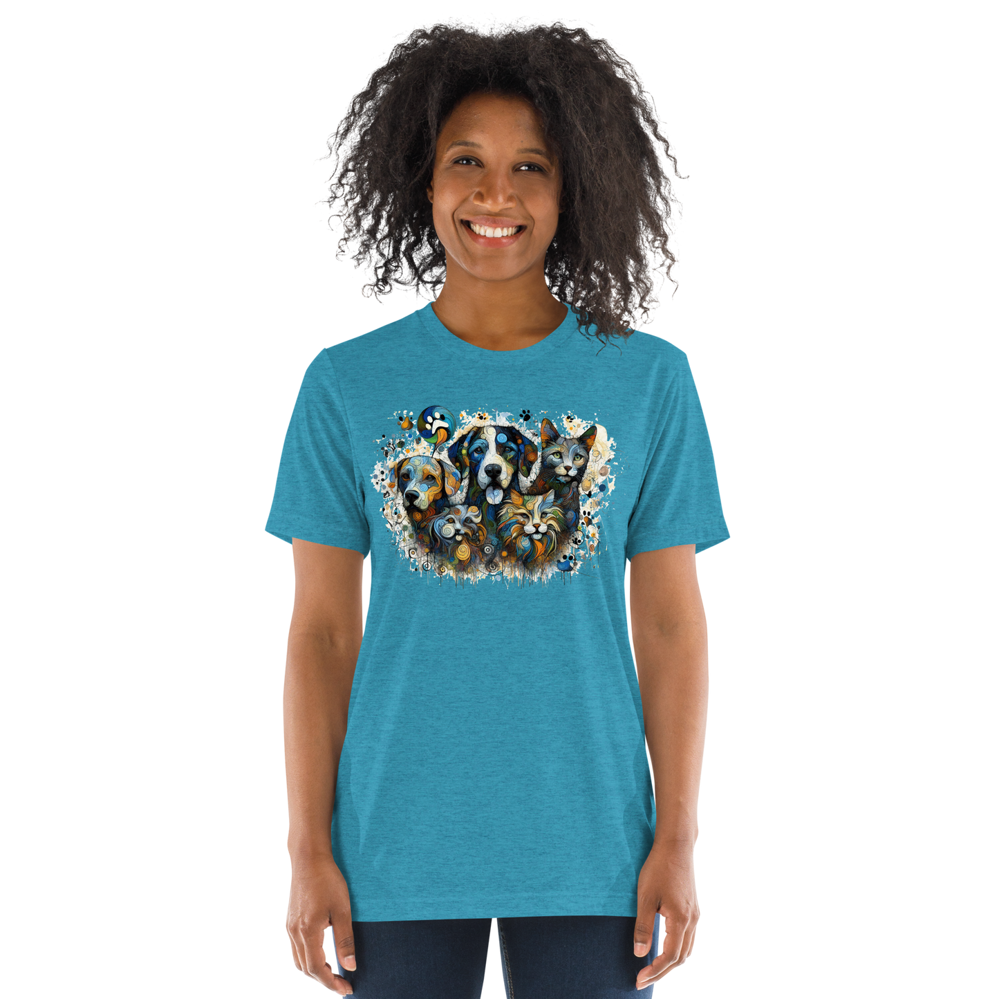 Paws in Colorful Conversation - Pollock - Tri-Blend Tee