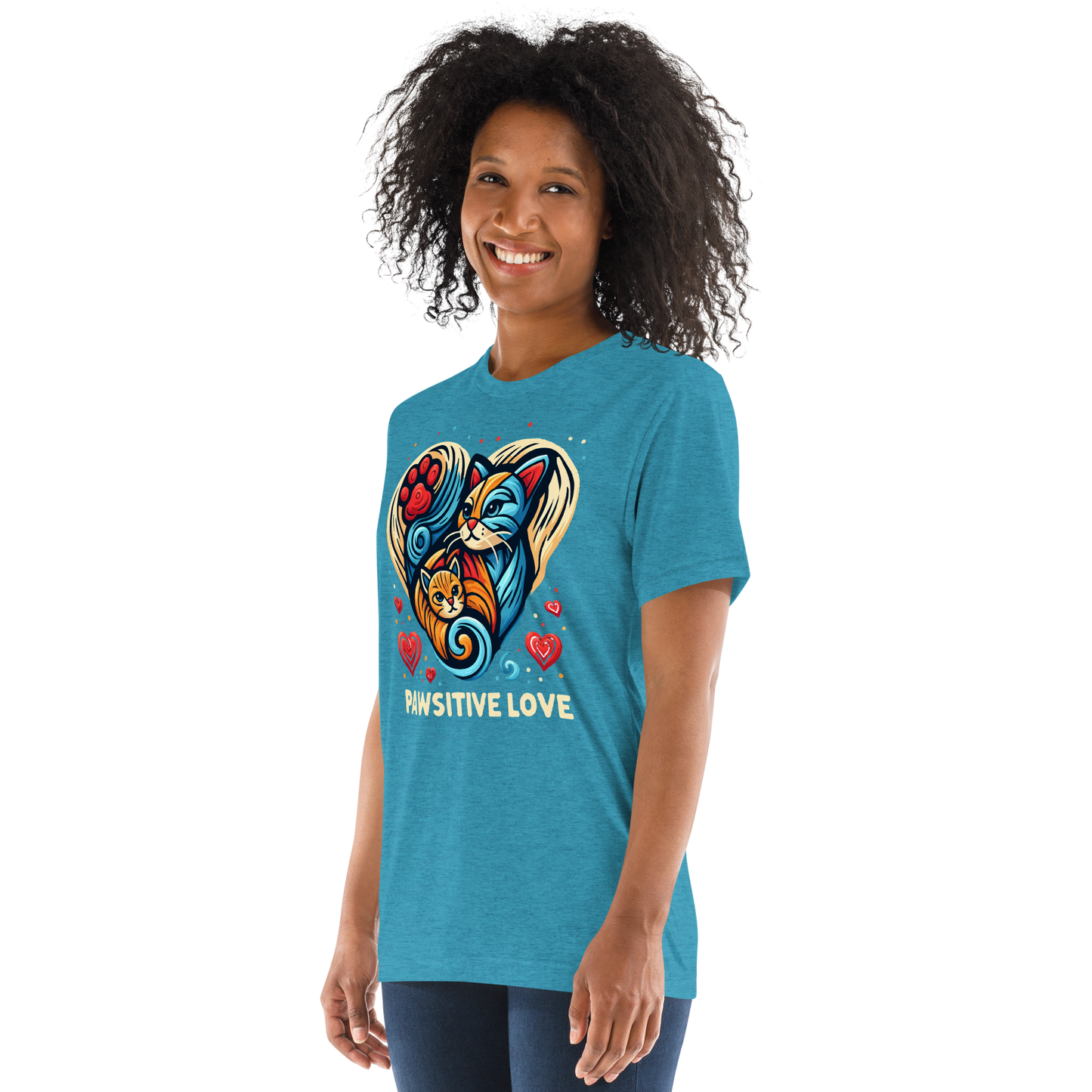 Feline Harmony - Pawsitive Love - Tri-Blend Tee