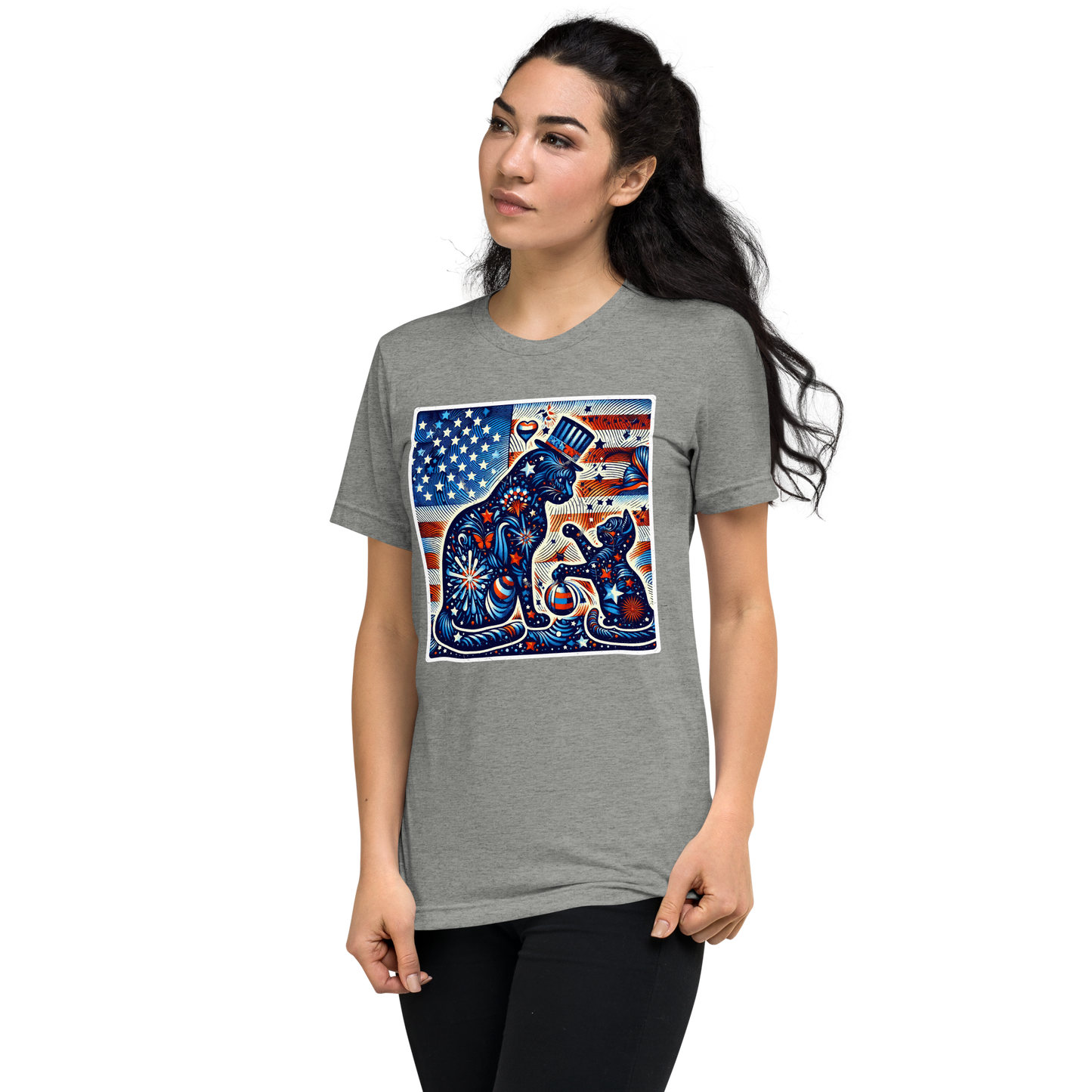 Feline Fireworks Fiesta -Tri-Blend Tee